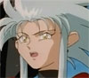 Ryoko : Elle se crash en urgence sur Terre et est ranimée par Tenchi, elle adore le coller.